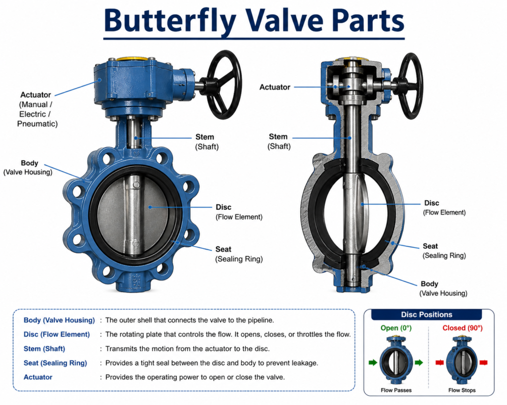 Industrial butterfly valves - Butterfly Valve Parts