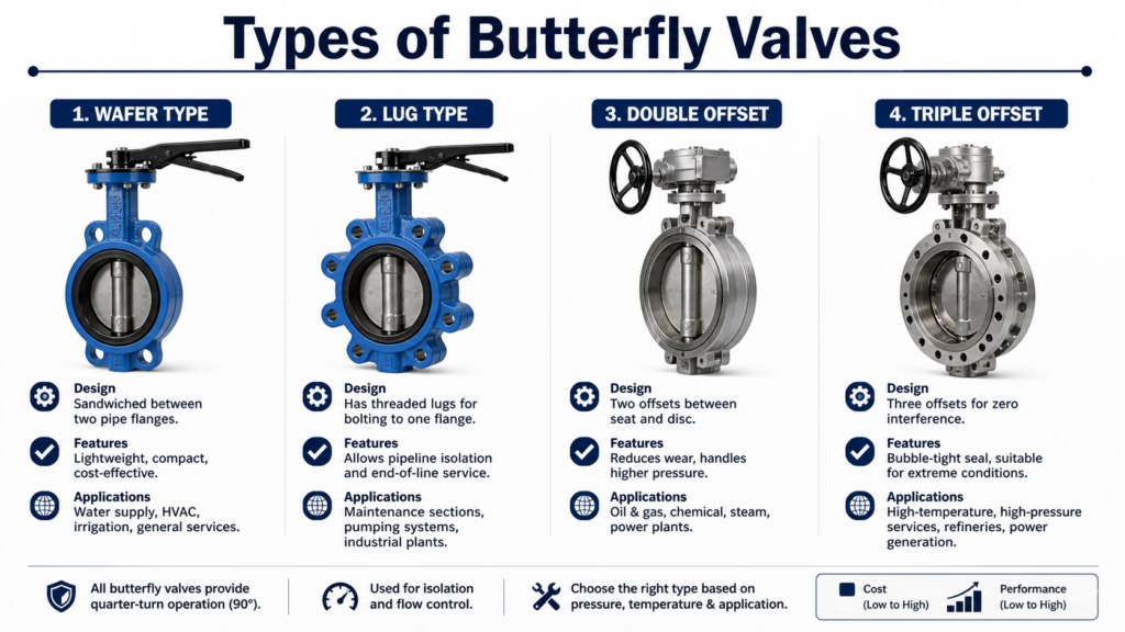 Industrial butterfly valves - Types of Industrial Butterfly Valves