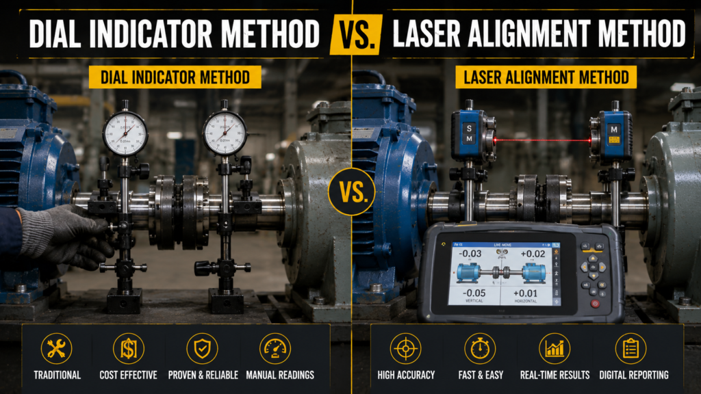 Shaft alignment - Dial Indicator Method vs. Laser Alignment Method: