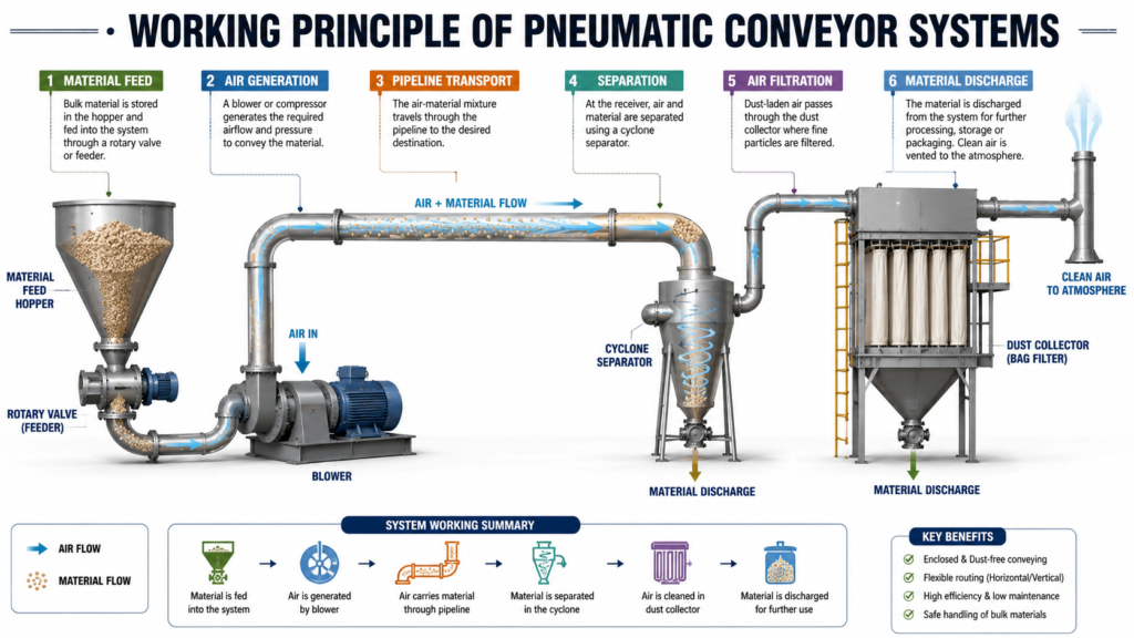 Pneumatic Conveyor Systems - Working Principle of Pneumatic Conveyor Systems